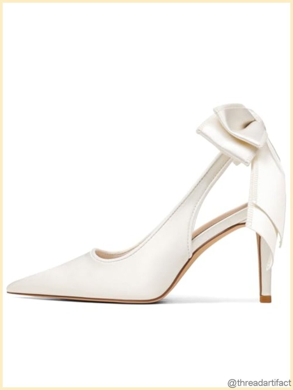 Slingback Heels Pointed Toe Satin Bow Formal Wedding Pumps
